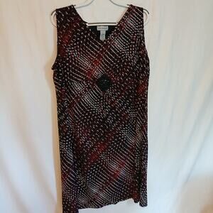 Catherine's 2X 22/24 a-line sleeveless dress red black diamond plaid geometric